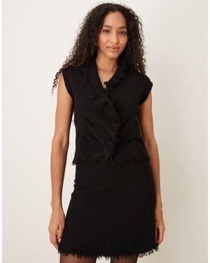Mango Cotton Mix Boucle Sleeveless Top Co-ord - Black