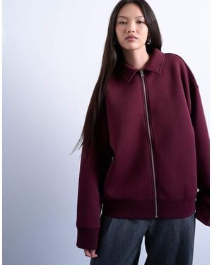TOPSHOP Oversized Scuba-style Fabric Zip Through Jacket - Purple