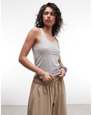 Collusion Contrast Stitch Vest - Grey