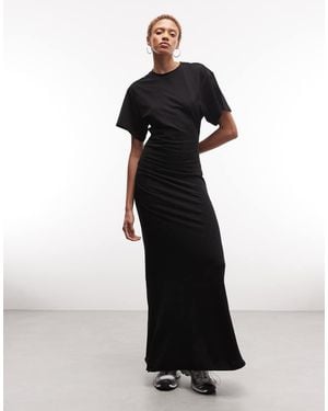 Weekday Cinched Waist Jersey Maxi Dress - Black