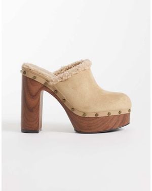 ASOS Penny High Heeled Clog Mules - Natural