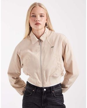 Lacoste Cropped Glanzend Bomberjack - Naturel