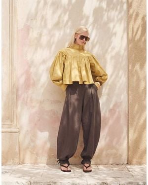ASOS Tailored Balloon Trouser With Frill Hem - Natural