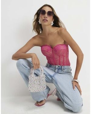 River Island Lace Corset Top - Blue