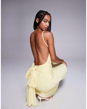 ASOS Sleeveless With Open Back With Sash Detail Maxi Dress - Yellow