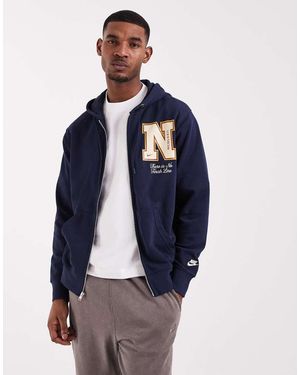 Nike French Terry Full Zip Hoodie - Blue