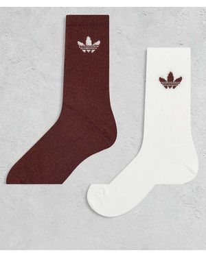 adidas Originals Trefoil 2 Pack Fluffy Crew Socks - Brown
