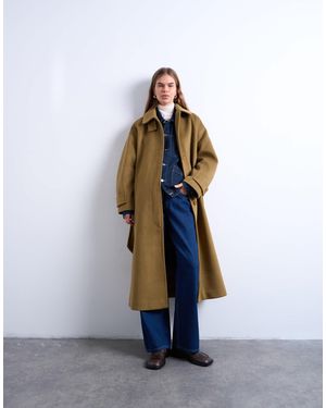 TOPSHOP Belted Longline Formal Car Coat - Blue