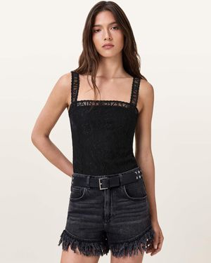 AllSaints – vera – body aus spitze - Schwarz