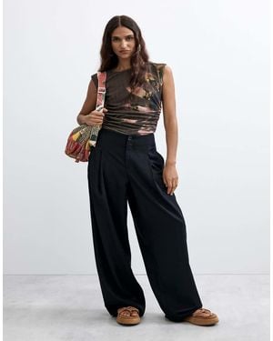 Desigual Long Pleated Trousers - Blue