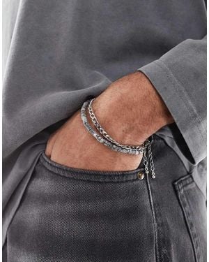 ASOS Confezione Da 2 Bracciali Da Festival Con Perline Grigi - Grigio