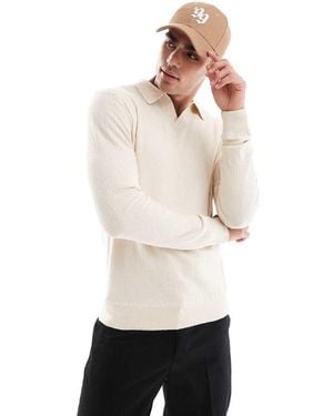River Island Maglione Écru Con Colletto Aperto - Bianco
