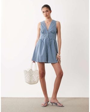 Nobody's Child Starlight Sleeveless V-neck Denim Mini Dress - Blue