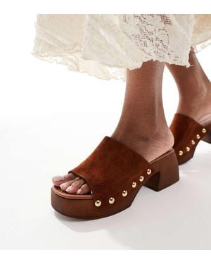 schuh Exclusive Via Heeled Clog Sandals - Brown