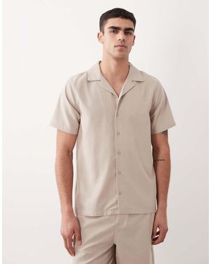 New Look Linen Look Revere Shirt - Natural