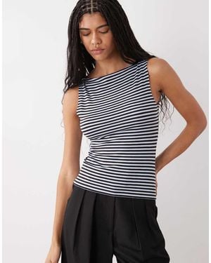 Weekday Annie Soft Boat Neck Sleeveless Top - Blue