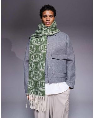 ASOS Bufanda Reversible Con Estampado Gráfico De Tejido Liso De - Gris