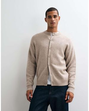 Jack & Jones Fluffy Knit Crew Neck Cardigan - Natural
