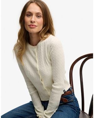 Superdry – leichte basic-strickjacke - Weiß
