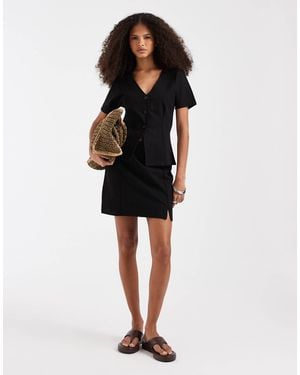 Pieces Structured Jersey Mini Skirt Co-Ord - Black