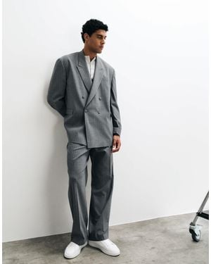 ASOS Wide Suit Pants With Elasticated Waist - Gray