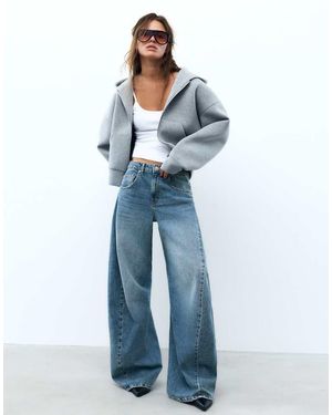 Pull&Bear Balloon Baggy Jeans Met Naden - Blauw