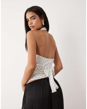Gina Tricot Halterneck Tie Detail Top - White