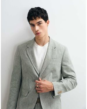 Jack & Jones Premium Co-ord Linen Blend Slim Suit Jacket - Grey