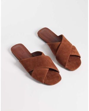 & Other Stories Pure Leather And Suede Flat Criss Cross Sandal - Grey