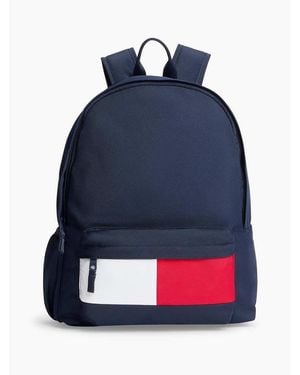 Tommy Hilfiger Kids' Essential Signature Colour-Blocked Pocket Backpack - Blue