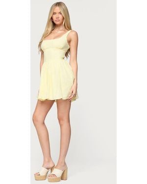 Edikted Reina Embroidered Cotton Mini Dress - Natural