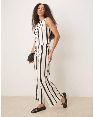 ASOS Co-ord Textured Crochet Semi Sheer Wide Leg Trouser - Natural