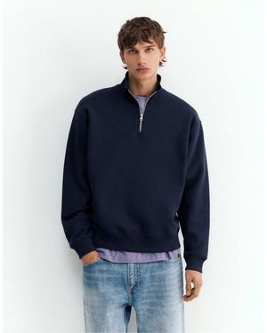 Pull&Bear Sweatshirt mit viertelreißverschluss - Blau