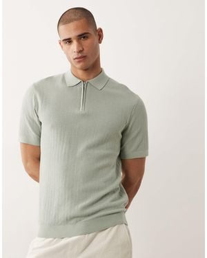 SELECTED Zip Polo Shirt - Gray