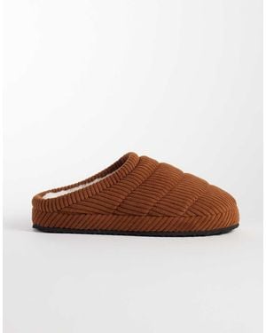 ASOS Quilted Corduroy Mule Slipper - Brown