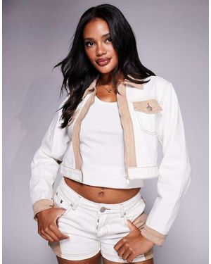 Liquor N Poker Chaqueta Vaquera Y Crudo De Estilo Wéstern Con Diseño De Patchwork De Antelina De (Parte De Un Conjunto) - Blanco