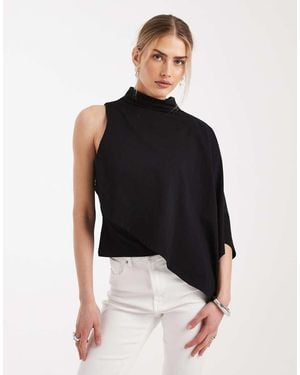 ASOS One Sleeve Cape Top - Black