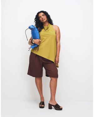 ASOS Curve Tailored Bermuda Shorts With Linen - Natural