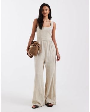 Brave Soul Scoop Neck Jumpsuit - Natural
