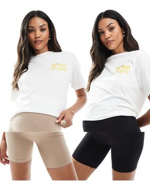Mama.licious Mamalicious Maternity 2 Pack Over The Bump Support Shorts - White