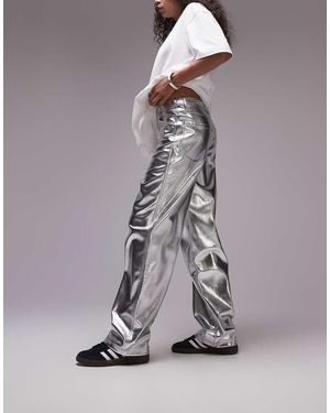 TOPSHOP Straight Leg Faux Leather Trouser - Purple