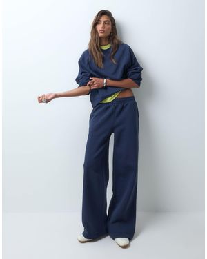 ASOS Wide Leg Brushback Sweatpants - Blue