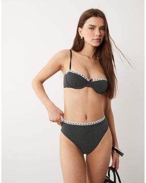 ASOS Lottie Dot High Leg High Waist Bikini Bottoms - Brown