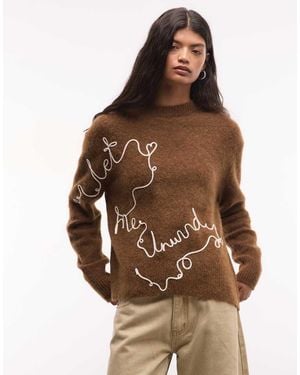 AllSaints Unwind Embroidered Knit Jumper - Brown