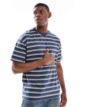 New Look Striped Oversized T-shirt - Blue