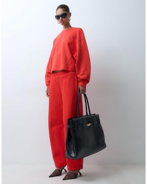 ASOS Barrel Leg Brushback Trackies - Red