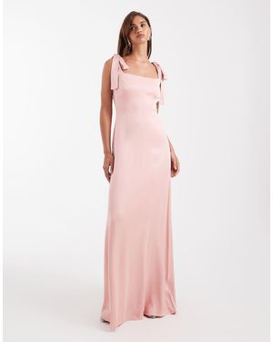 Maids To Measure Bridesmaid Tie Shoulder Maxi Dress - Pink