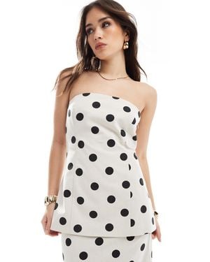 4th & Reckless Linen Blend Bandeau Longline Top Co-ord - White