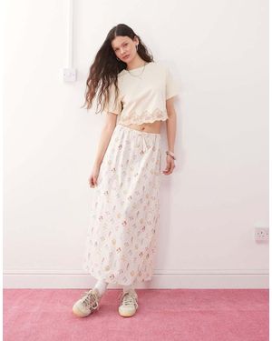 Miss Selfridge Linen Midi Slip Skirt - Pink