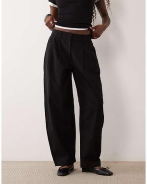 Aware Pantalón De Pernera Barrel Con Doble Pliegue Delantero - Negro